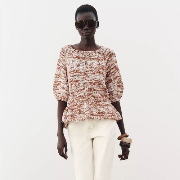 ZARA COMBINATION KNIT PEPLUM TOP - Picture 4 of 7